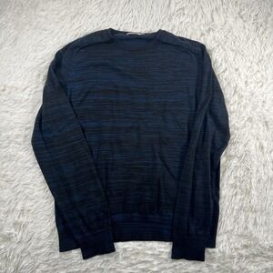 J.Lindeberg Sweater Mens Large Blue Striped Pullover Sweatshirt Oliver Shiny Mix